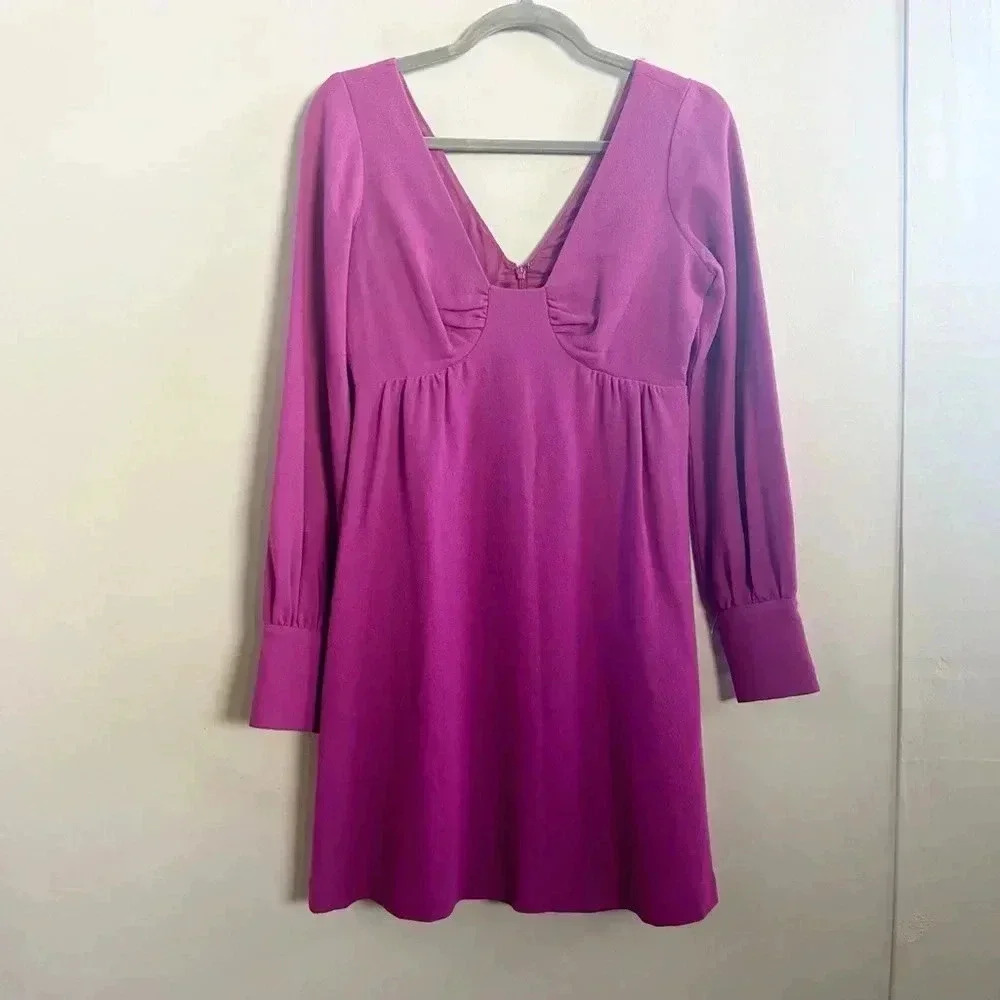 Tibi‎ purple long sleeve mini dress 0